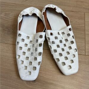 Amina Blue White Flats Women's Shoes size 39 EU 8/8.5 US